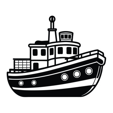 recommend clip art: tugboat silhouette vector design illustration on white background