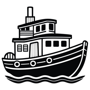 recommend clip art: tugboat silhouette vector design illustration on white background