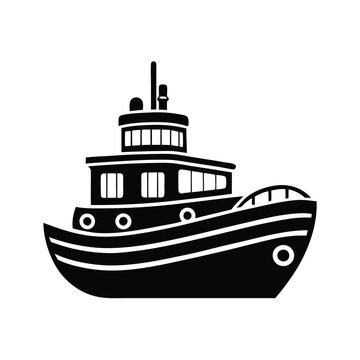 recommend clip art: tugboat silhouette vector design illustration on white background