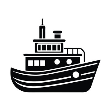 recommend clip art: tugboat silhouette vector design illustration on white background