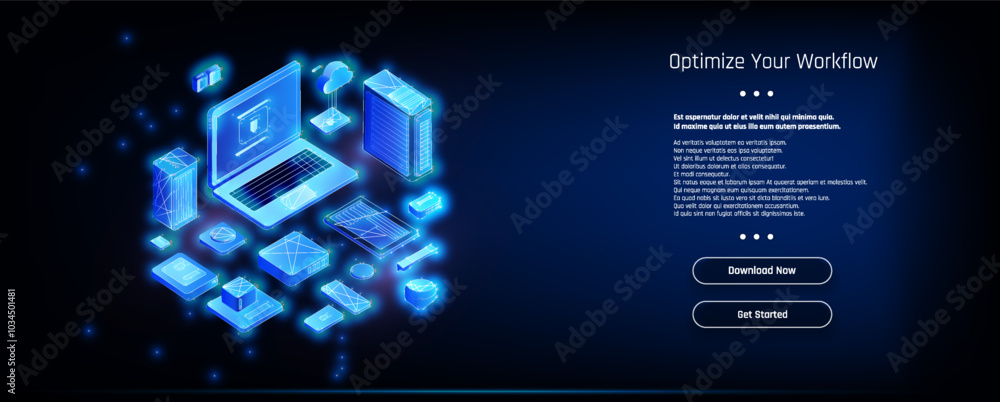 Poster Optimize your workflow with innovative digital tools displayed on a glowing backdrop