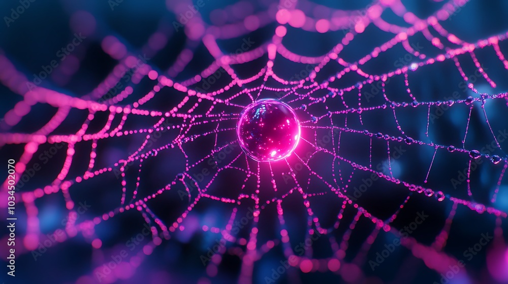 Aufkleber unique colorful spiderweb with elaborate patterns glowing in neon lights picture