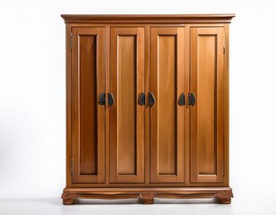 a wooden wardrobe isolated on a white background