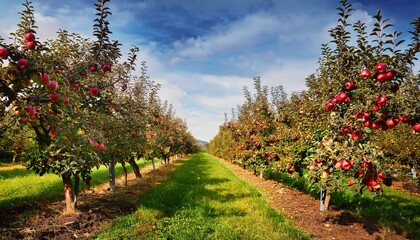 Fototapeta premium apple trees with red fruits