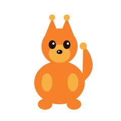 Orange vector illustration of a beautiful adult young squirrel isolated on a white background