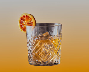 Whisky sour cocktail on a gradient background.