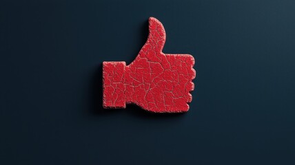 Cracked Red Thumbs Down Icon with Copy Space for Text - Flat Style Negative Feedback Concept