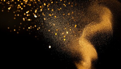 Fototapeta premium holiday banner gold glitter sparkles black background golden sand or powder on celebratory back