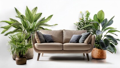 interior plants pot furniture isolated on white background