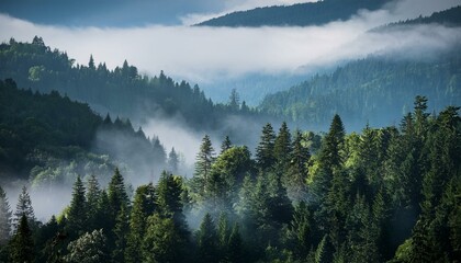 mystic view of mountain forest