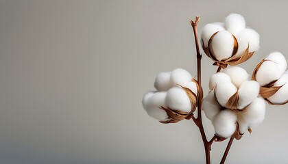 soft cotton bolls with delicate stems on a simple background