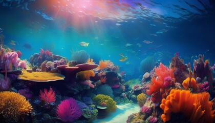 Naklejka premium underwater garden a vibrant coral reef teeming