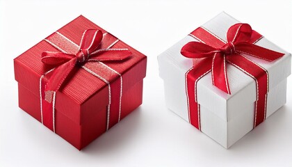Obraz premium two white red gift box isolated on white background cutout