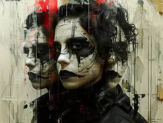 Abstract Portrait of a Woman with Bold Makeup