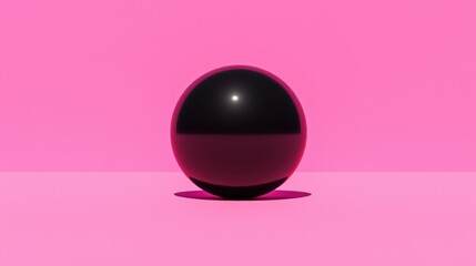 Obraz premium A striking matte black sphere contrasts beautifully against a vivid magenta background, casting soft shadows that enhance its elegance