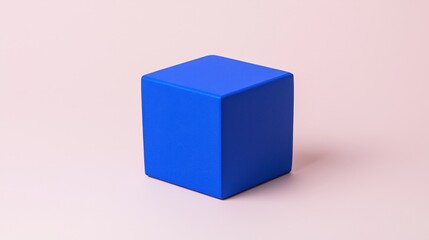 A soft matte blue cube sits gracefully against a serene light lavender backdrop, inviting contemplation and creativity