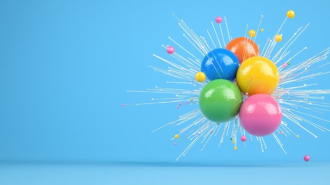 A vibrant depiction of quarks and gluons interacting in the colorful world of quantum chromodynamics with dynamic energy exchanges