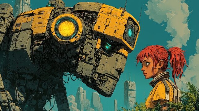 A robot uncovers the mysteries of an ancient alien civilization while scanning enigmatic hieroglyphics in a forgotten landscape