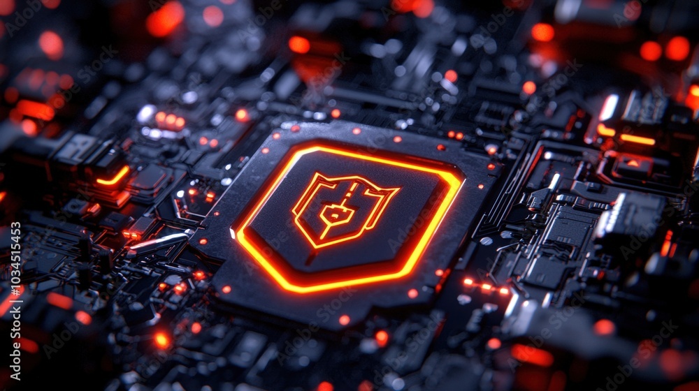 Poster a highly advanced cyber defense system visualizes malware detection through glowing shields and stra