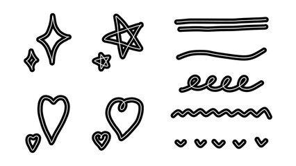 アウトライン付きモノクロアイコン＆あしらいセット