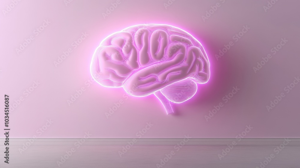 Aufkleber an abstract neon brain illuminated by vibrant light trails showcases the intricate connections of a 