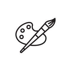 Brush and Palette icon Simple thin outline