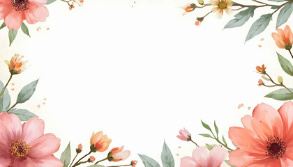 A delicate, watercolor-style frame of wildflowers surrounding a central invitation area, perfect for event invitations with a natural, floral aesthetic