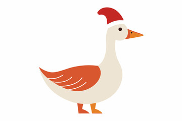 Goose  with Santa Claus hats isolatedon white,vector new year elements for christmas design.