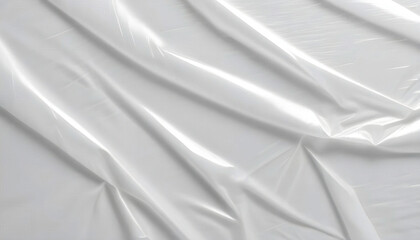 Fototapeta premium White transparent plastic film wrap texture, showcasing a smooth and slightly glossy surface. Ideal for packaging, product display, or as a background for design project