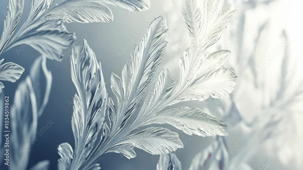 Poster delicate frost patterns form intricate designs on a window pane