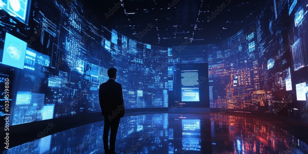 Poster high-resolution insight center with immersive 3d data visualization tools, providing deep intel for 