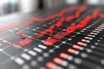 Fototapeta premium Red stock market graph indicating a market downturn