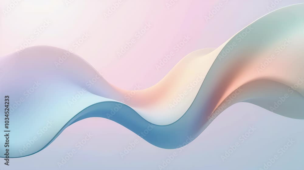 Poster soft waves in soothing pastel hues flow seamlessly, creating a tranquil atmosphere. this mesmerizing