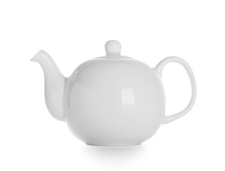 Ceramic teapot on white background
