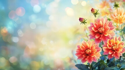 Dahlia flowers against summer backdrop.