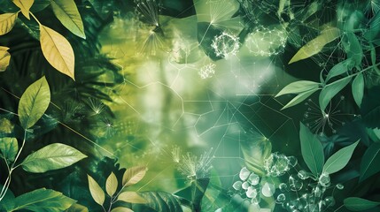 Plants background with biochemistry structure. 