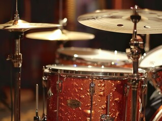 Obraz premium Closeup of a Drum Set with Cymbal