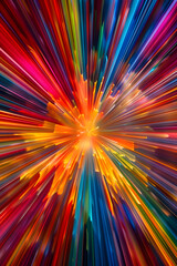 Abstract Radiant Convergence: Dynamic Zooming Lines Art with Multicolored Perspective