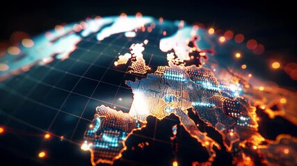 Europe network on digital Earth globe, European Union connectivity, business trading, world telecommunication - Powered by Adobe