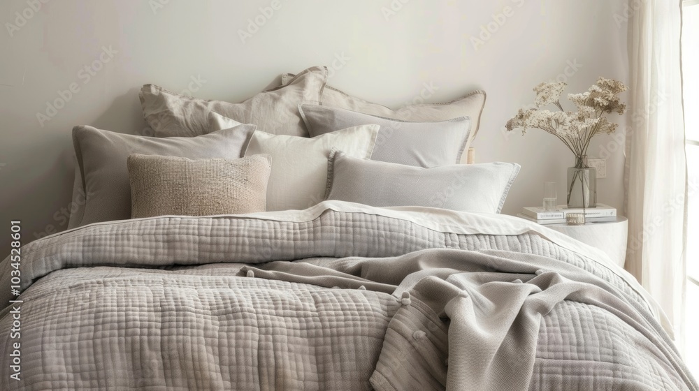 Aufkleber transform your space into a tranquil oasis with our indulgent bedding set in soft muted tones.
