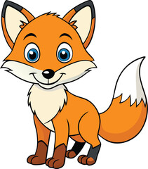 A cute fox illustration on white background