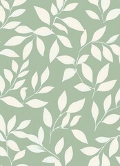 Light blue and white leaf pattern on a pastel green background