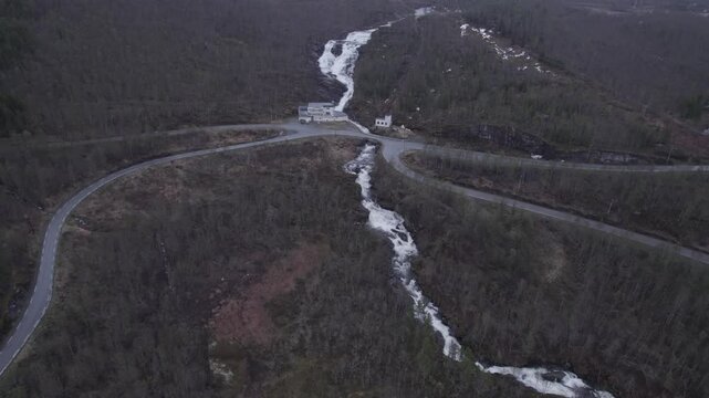 waterfall in the mountains of norway, D-Log for better color grading