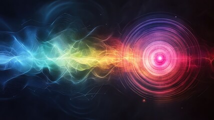 Abstract digital artwork showing soundwaves transforming into circular gradient pattern