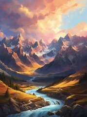 sunset over the mountains