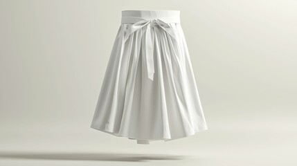 A beautiful white skirt featuring a soft texture and a bow tied at the waist. Perfect for showcasing elegant fashion styles.
