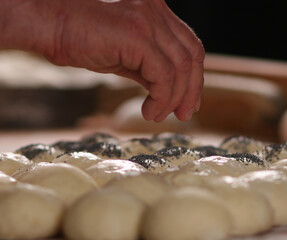Сlose up of raw dough prepared for baking