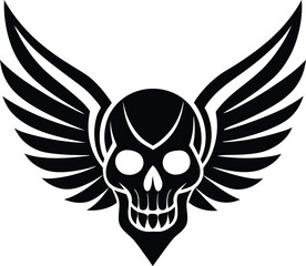 tattoo skull wings banner vector silhouette 