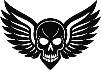 tattoo skull wings banner vector silhouette 