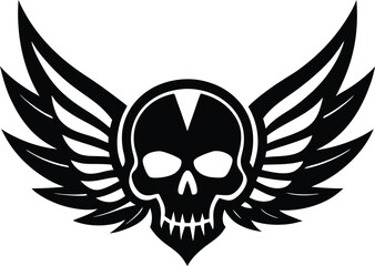 Fototapeta premium tattoo skull wings banner vector silhouette 